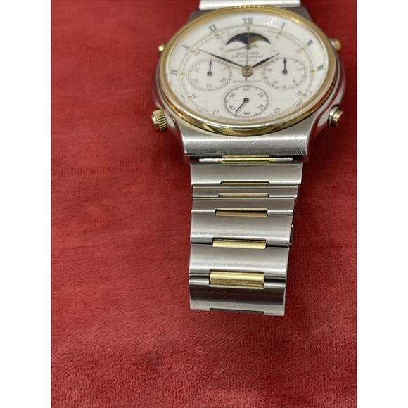 Vtg Seiko 7A48-7000 Watch Sports 100 Moonphase Original Bracelet Chronograph 103 - Picture 8 of 13
